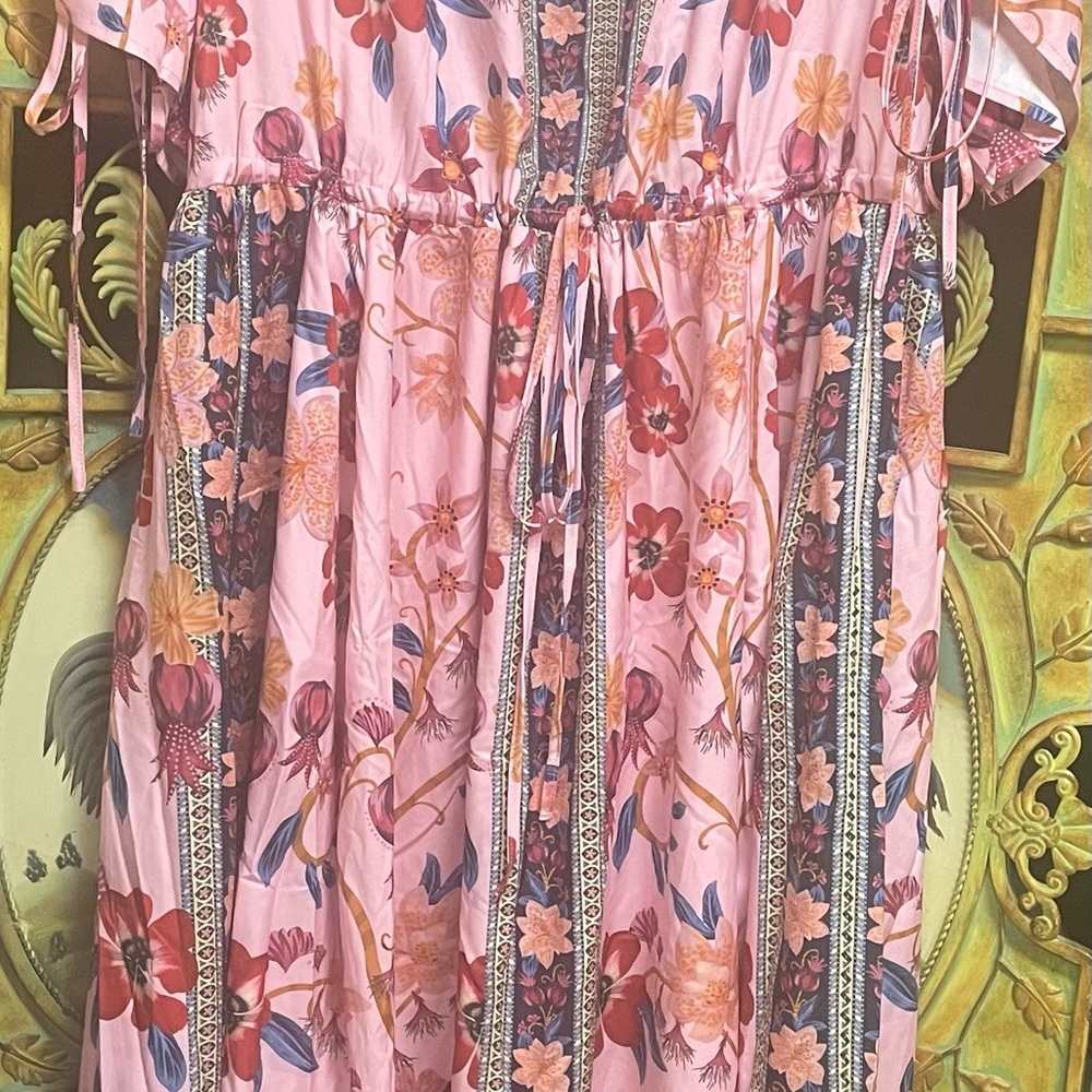 BloomChic Pink Ruffled Maxi Sundress